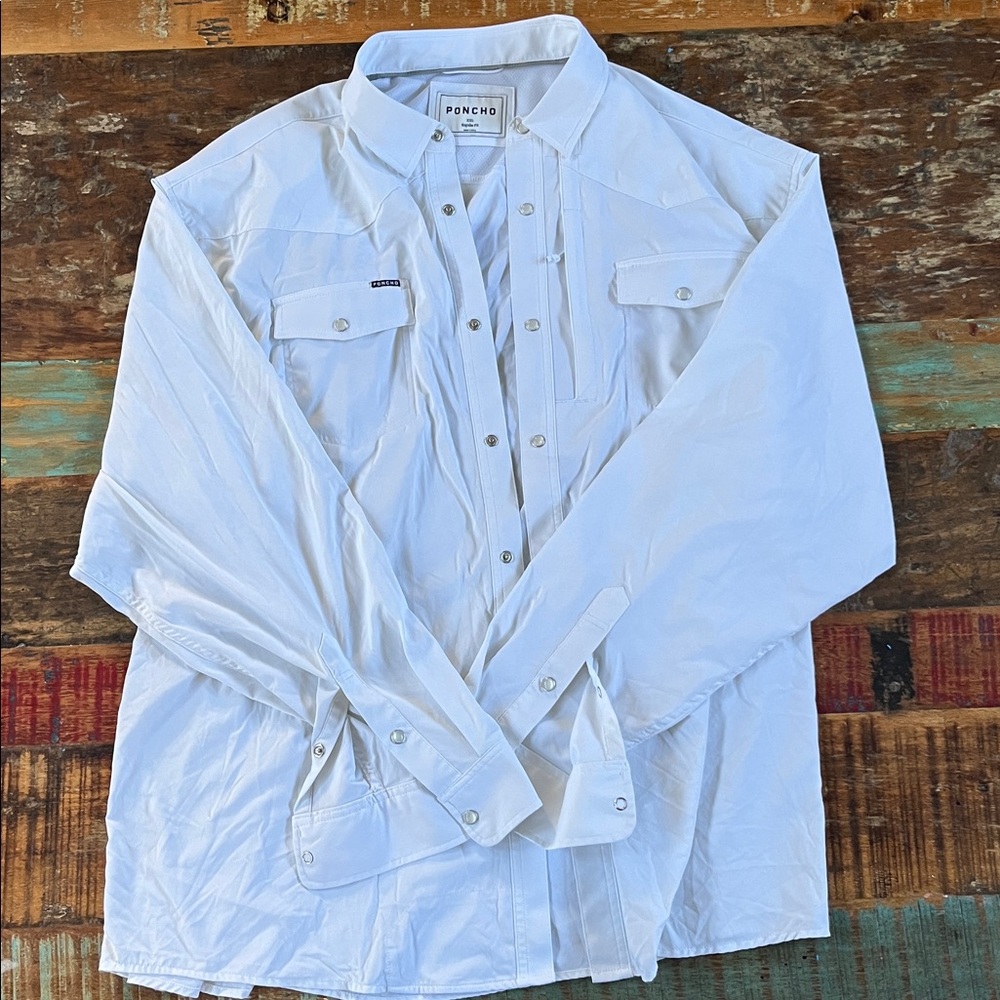 Poncho White Button-Up Shirt